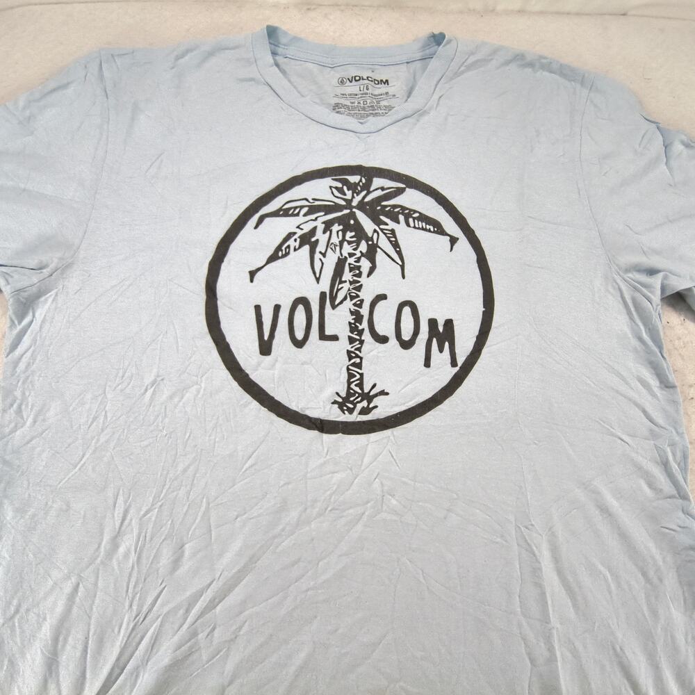 Volcom Crew Neck Short Sleeve Graphic T Shirt Mens Size Large L Blue Black